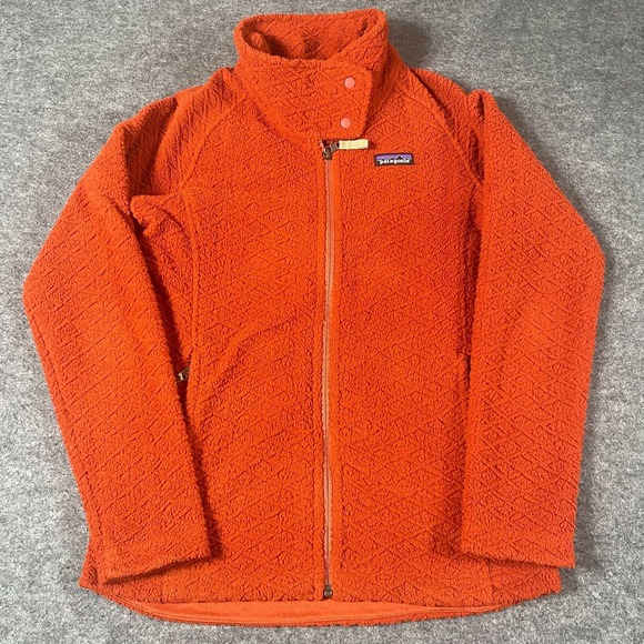 Patagonia Jacket Womens Extra Small Orange Full Zip‎ Fleece Outdoors Hiking Snap - Picture 1 of 13